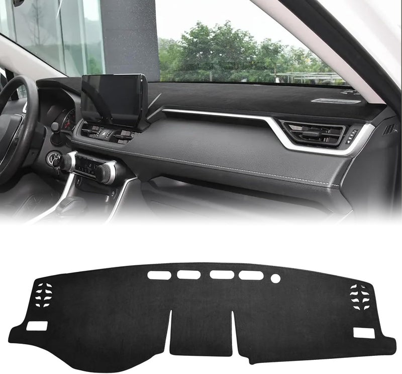 Bilisin Dashboard Cover Mat Compatible with Toyota RAV4 2019-2025 Non-Slip Suede Dash Board Pad for Toyota RAV4 No Glare Sunshade Protector Internal Accessories (Black) - Image 1