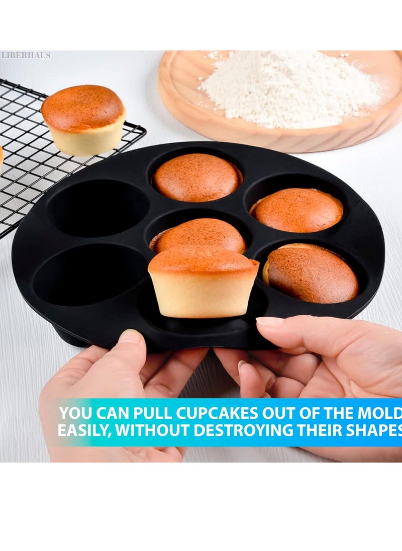 Bukela - Air Fryer Silicone Cupcake Pan - 3.5-5.8l Air Fryer Egg Bites Mold Nonstick Muffin Pan Egg Cups Molds Silicone Muffin Pan For Air Fryer Accessories - 7 Mini Muffin Maker Cupcake Tray Baking Mold - Image 1