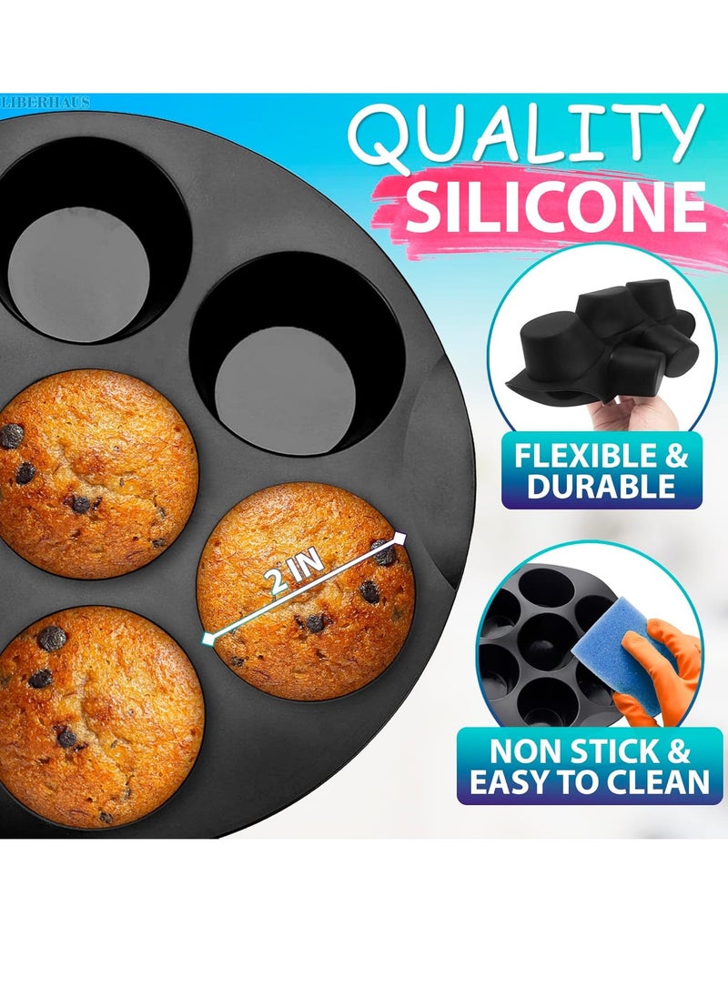 Bukela - Air Fryer Silicone Cupcake Pan - 3.5-5.8l Air Fryer Egg Bites Mold Nonstick Muffin Pan Egg Cups Molds Silicone Muffin Pan For Air Fryer Accessories - 7 Mini Muffin Maker Cupcake Tray Baking Mold - Image 1