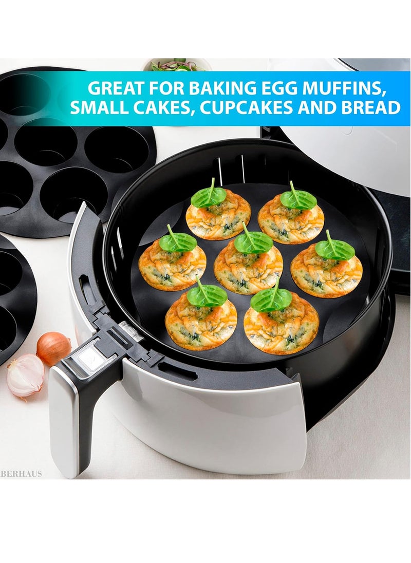 Bukela - Air Fryer Silicone Cupcake Pan - 3.5-5.8l Air Fryer Egg Bites Mold Nonstick Muffin Pan Egg Cups Molds Silicone Muffin Pan For Air Fryer Accessories - 7 Mini Muffin Maker Cupcake Tray Baking Mold - Image 1