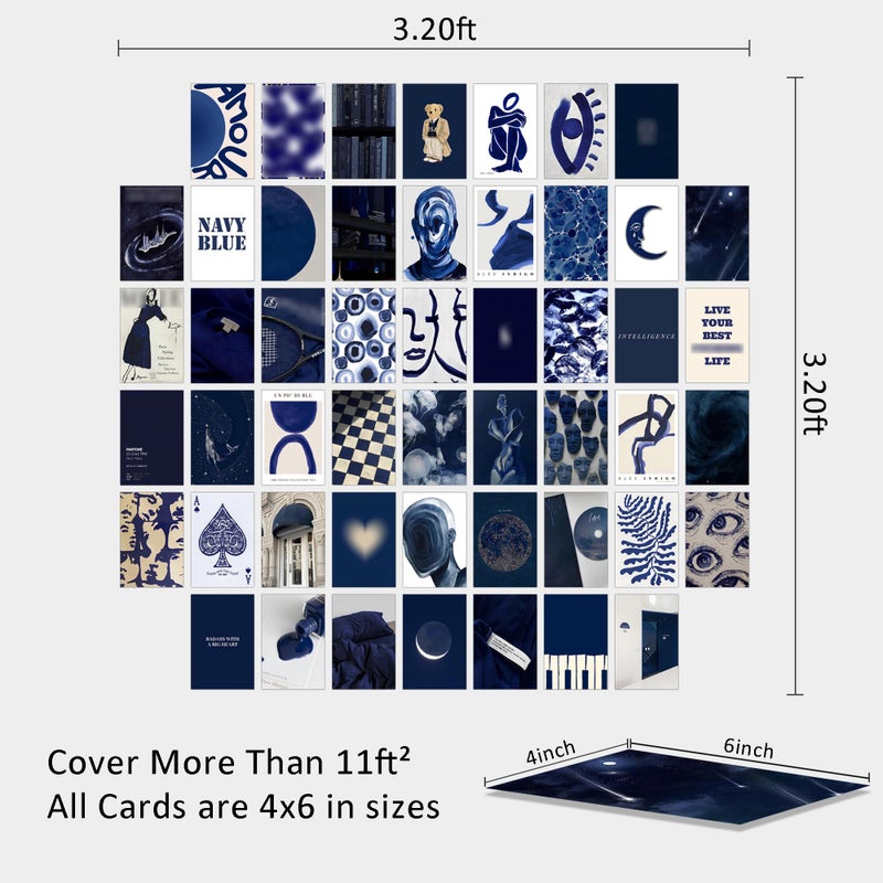 Wall67 Navy Blue Wall Collage Kits, 50 Pcs 4x6 Inch Aesthetic Wall Art Prints, Modern Navy Room Decor for Bedroom, Living Room, Office - Image 3
