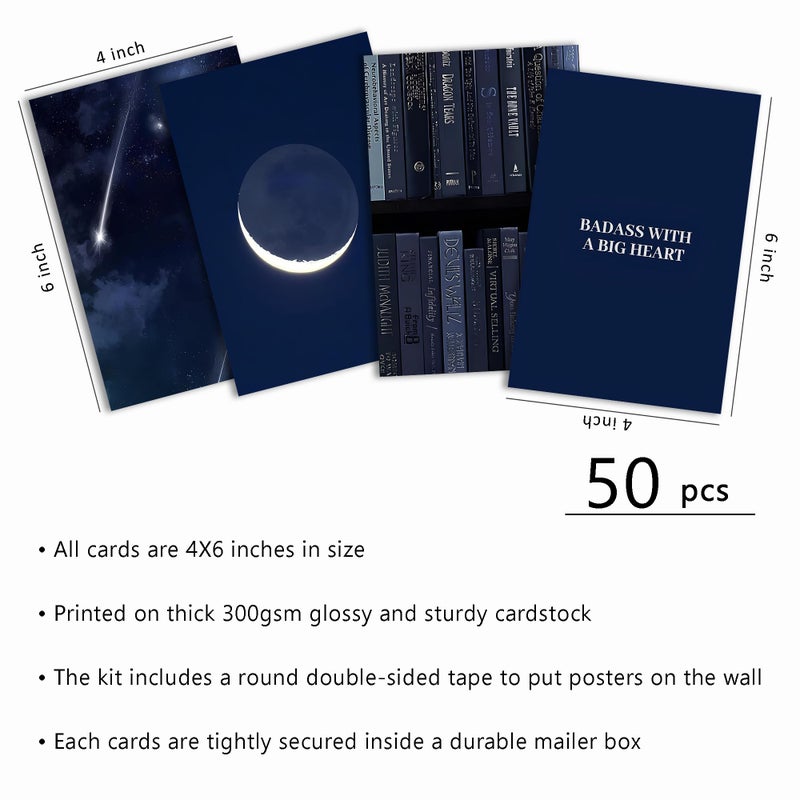 Wall67 Navy Blue Wall Collage Kits, 50 Pcs 4x6 Inch Aesthetic Wall Art Prints, Modern Navy Room Decor for Bedroom, Living Room, Office - Image 2