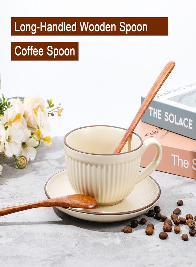 Bremorou 3 PCS Long Handle Wooden Spoon Set - Wooden Honey, Coffee & Tea Spoons Honey Jam Spoon Tablespoon Utensils for Cooking Mixing Stirring Soda Coffee Home Table Spoons 7.68 Inch Brown - Image 4