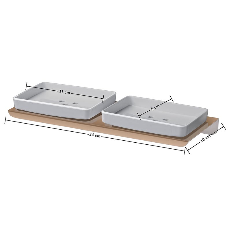 Primax Stainless Steel with ABS Material Double Soap DishHolderStandTray for Bathroom and Kitchen Bathroom Accessories Wall Mount Rose Gold - Image 3