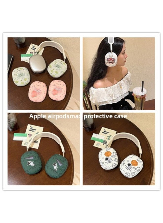 Loquat For Apple/For AppleAirPods Max Headphone Case Cartoon Noise Reduction Bluetooth Headset Cute Protective Case-Color:Silicone Soft Shell-Black Lion-Model:For AppleAirPods Max (protective Cover) - Image 2