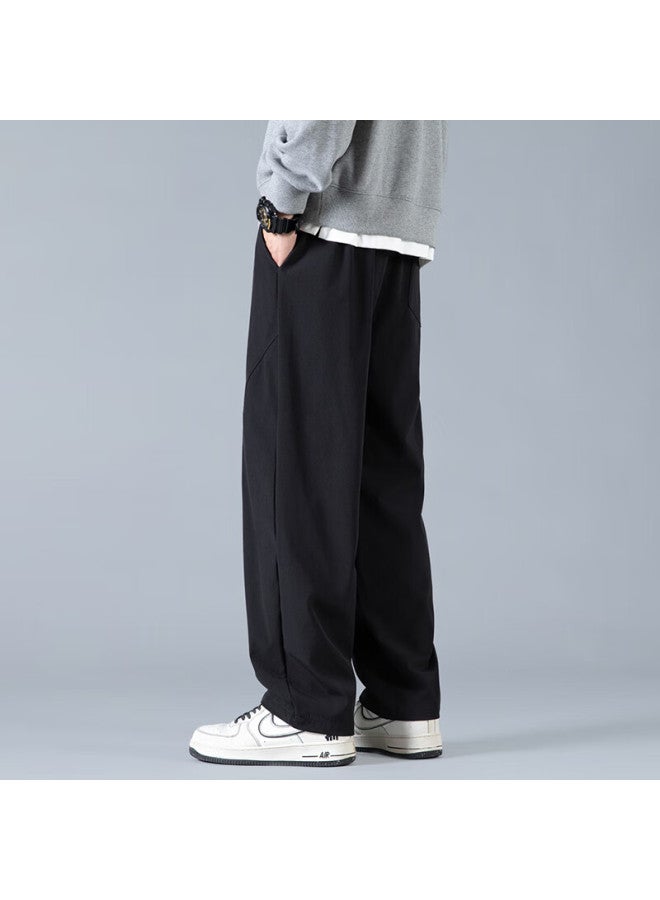 Foss Phil Curved Blade Casual Pants Men Autumn Winter 3d Tailored Wide Leg Loose Draped Straight Pants 6608fh Black 2XL - Image 4