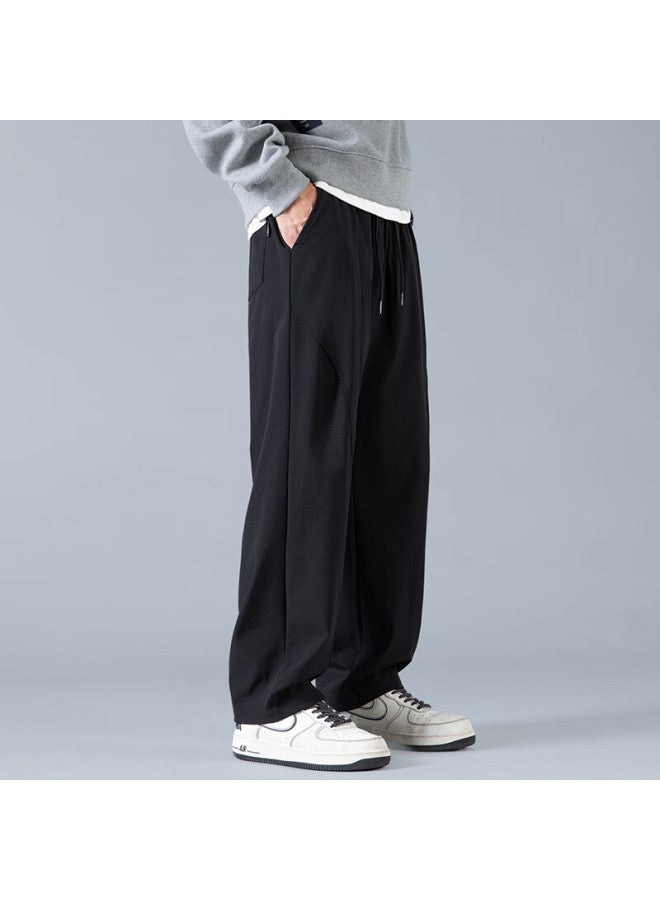 Foss Phil Curved Blade Casual Pants Men Autumn Winter 3d Tailored Wide Leg Loose Draped Straight Pants 6608fh Black 2XL - Image 3