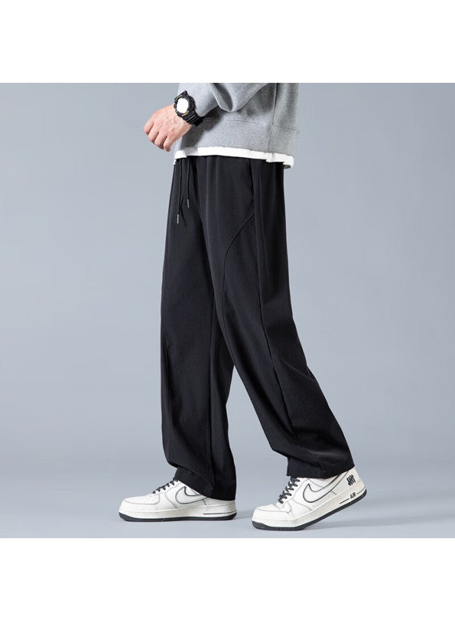 Foss Phil Curved Blade Casual Pants Men Autumn Winter 3d Tailored Wide Leg Loose Draped Straight Pants 6608fh Black 2XL - Image 5