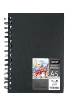 BRUSTRO Artists Wiro Bound Sketch Book| Spiral | A5 Size, 116 Pages, 160 GSM| Ideal for Professional Drawing, Sketching, Mandala Art, Students,Professionals, School, Beginners.  - Image 1