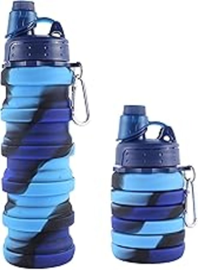 Sports Water Bottle, KASTWAVE Collapsible Water Bottles Reuseable BPA Free Silicone Foldable Water Bottles for Outdoor Travel Camping Hiking Kids Students Girl Women, (BLUE)