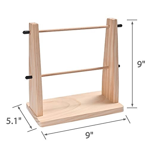 Sparkle Race Wooden Yarn Holder, Double Revolving Storage for Knitting & Crochet Supplies, Horizontal Wood Ball Holder With 12 Bamboo Hooks - Image 2