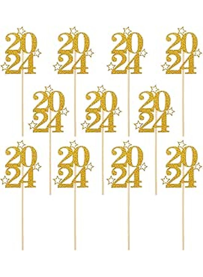 20 Gold New Year Cake Picks Party Dessert Toppers for Graduation Holiday Celebrations - Image 1