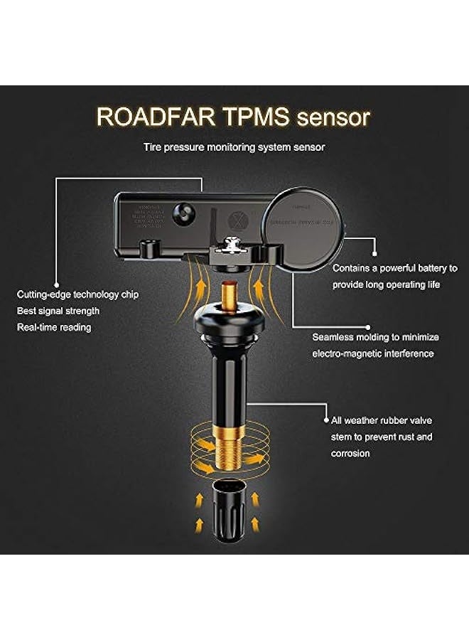 حساس ضغط الإطار 315 ميغاهيرتز نظام مراقبة ضغط الإطارات (TPMS) مناسب لسيارات بويك وشيفروليه وجي إم سي وبونتياك والمزيد. يستبدل الأرقام: 13598771، 13598772، 13586335 مجموعة من 4. - Image 3