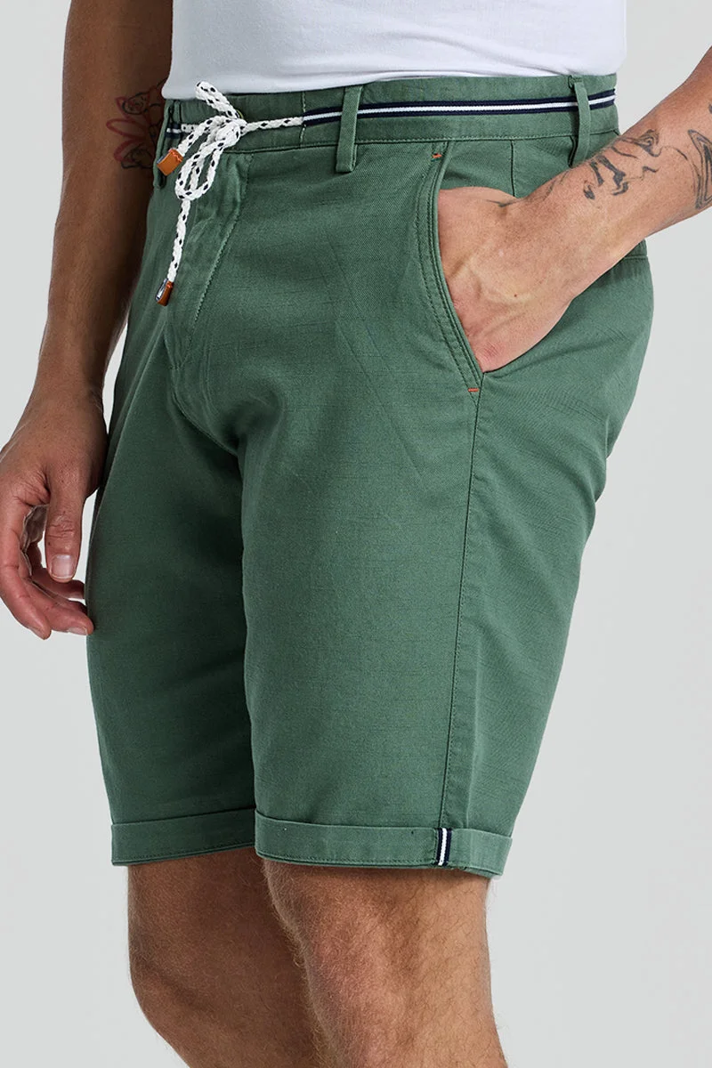SNITCH Green Green Solid Regular Fit Casual Shorts for Men | Best Price UAE