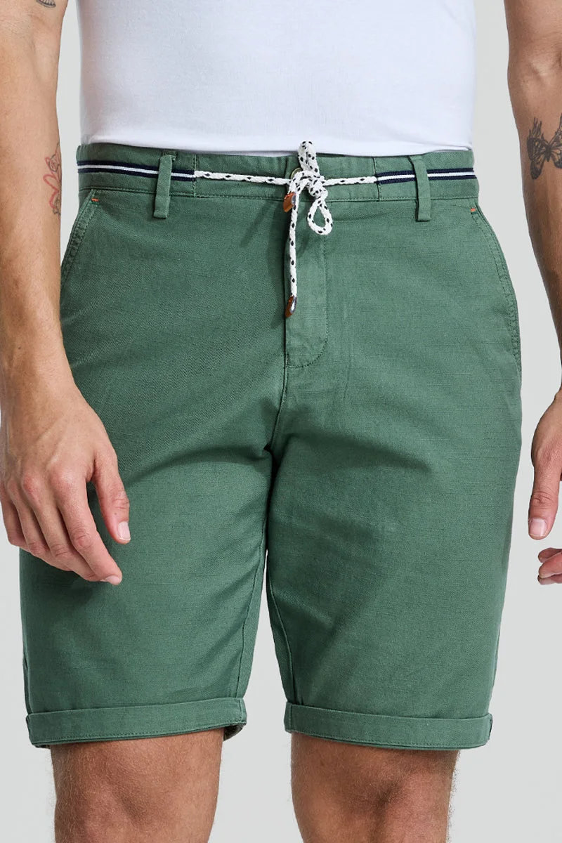 SNITCH Green Green Solid Regular Fit Casual Shorts for Men | Best Price UAE