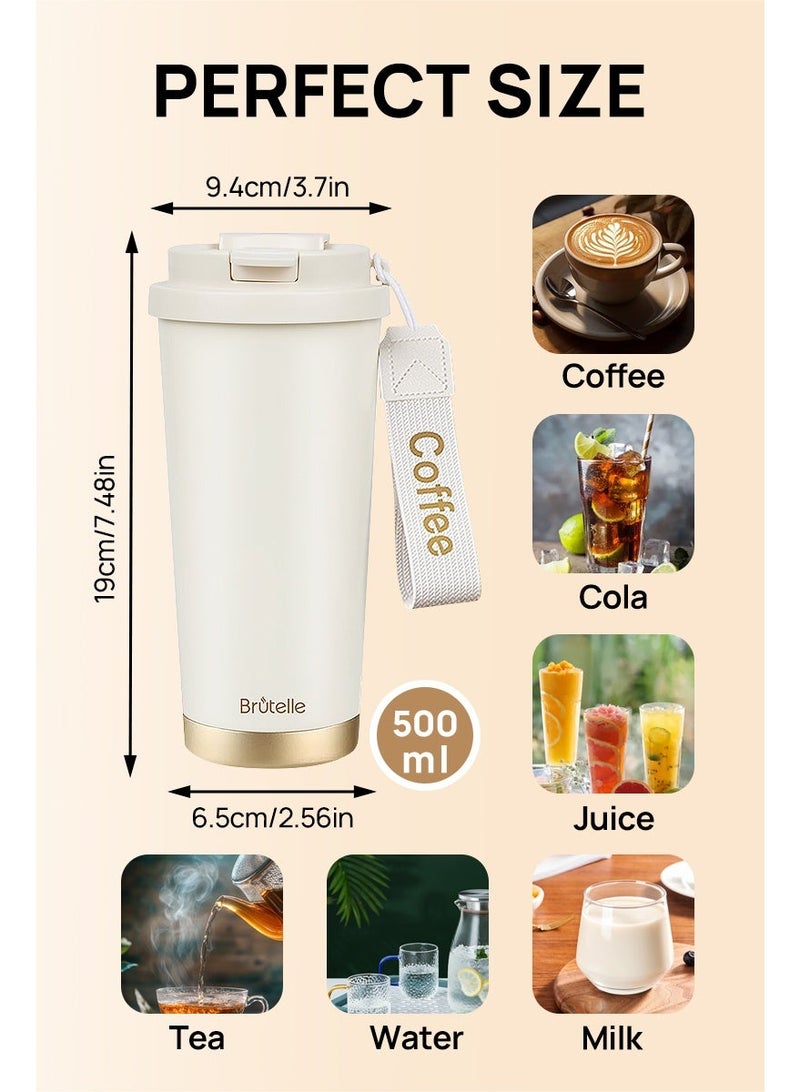 Brutelle V60 Coffee Mug 500ML Stainless Steel Vacuum Tumbler – Insulated Cold & Hot Leakproof Travel Cup with Straw for Americano, Espresso, Pour Over, Cold Brew - Image 3