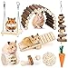 BBjinronjy Hamster Chew Toys Set Small Animal Molar Toys Teeth Care Wooden Accessories for Guinea PigsChinchillasGerbilsMiceRatsMouse Rodents Toy Swing Seesaw Bridge Wood - Image 3