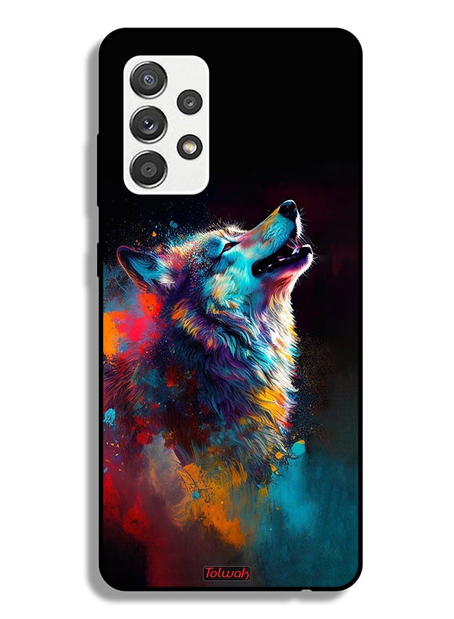 Tolwak Samsung Galaxy A32 5G Protective Case Cover Wolf Colorful Art - Image 1
