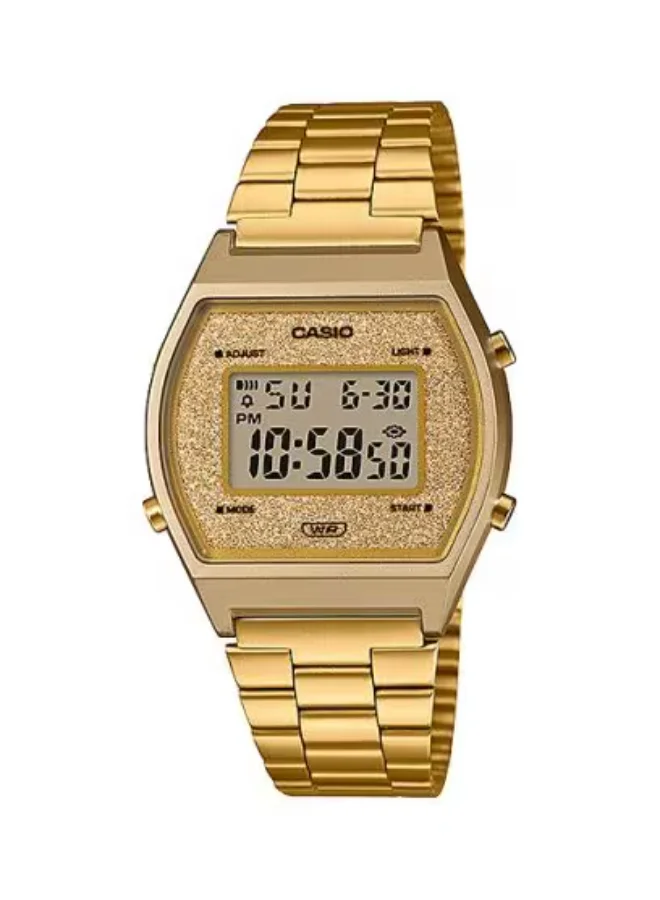 CASIO Unisex Digital Display Watch With Gold Stainless Steel Strap - B640WGG-9DF