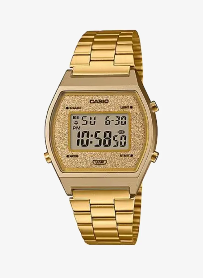 كاسيو Unisex Digital Display Watch With Gold Stainless Steel Strap - B640WGG-9DF