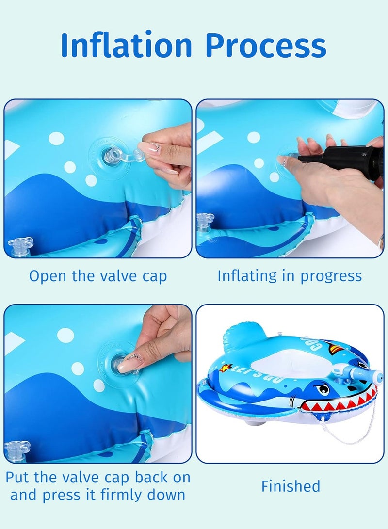 Moovant Inflatable Pool Floats for Kids, Shark Water Gun Seat Ring Swimming Float, Portable Water Play Toy for Pool - Image 3