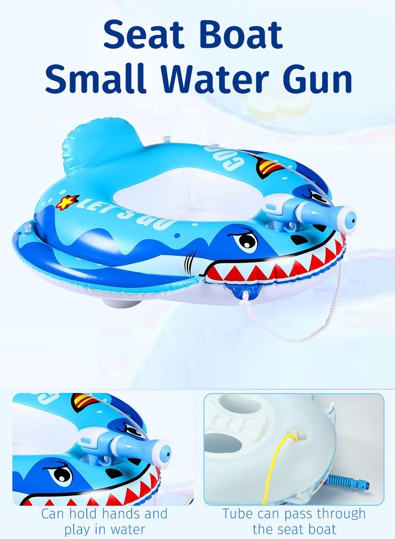 Moovant Inflatable Pool Floats for Kids, Shark Water Gun Seat Ring Swimming Float, Portable Water Play Toy for Pool - Image 2