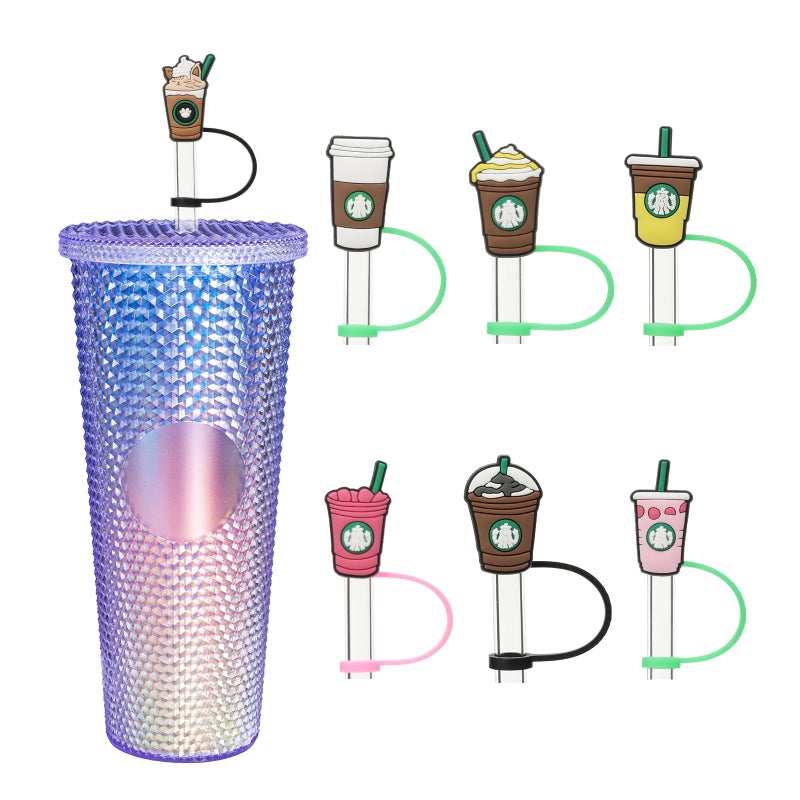 Straw Cover Compatible With Starbucks Cup 7Pcs Reusable Drinking Straw Cover Splash Proof Straw Cover Cap Straw Covers Cap for TumblesCups Accessories 78MM7PCS