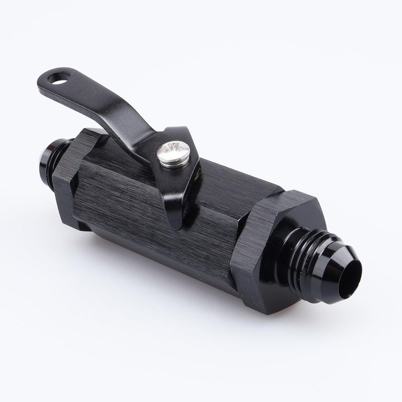 AC PERFORMANCE Inline Fuel Male Shut Off Valve with Cable Lever Aluminum Black -6 AN - Image 3