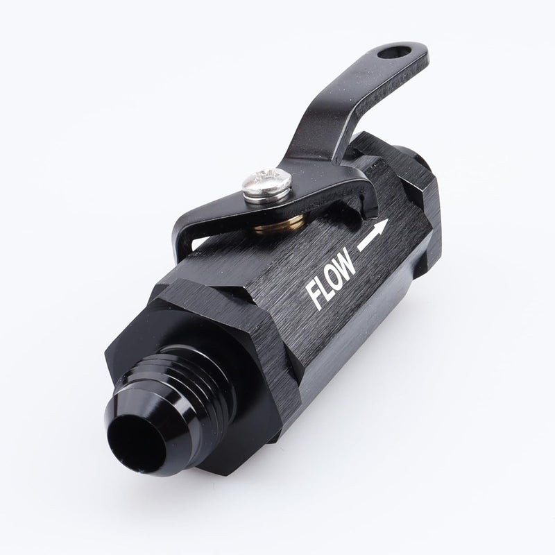 AC PERFORMANCE Inline Fuel Male Shut Off Valve with Cable Lever Aluminum Black -6 AN - Image 2