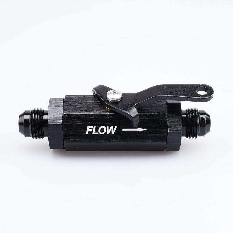 AC PERFORMANCE Inline Fuel Male Shut Off Valve with Cable Lever Aluminum Black -6 AN - Image 1