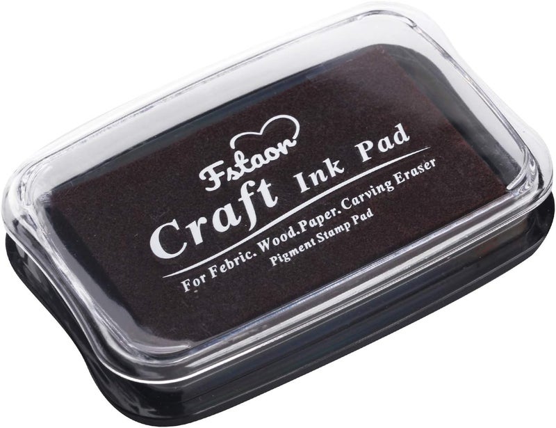 Fstaor Large Brown Ink Pad for Rubber Stamps, 4 × 2.6 inch Non-Toxic Washable Safe Stamp Pads for Kids, Ink Pads Permanent for Paper Wood Fabric - Image 1