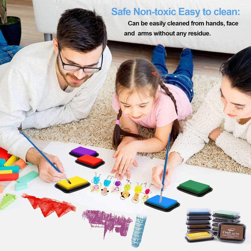 Fstaor Large Brown Ink Pad for Rubber Stamps, 4 × 2.6 inch Non-Toxic Washable Safe Stamp Pads for Kids, Ink Pads Permanent for Paper Wood Fabric - Image 3