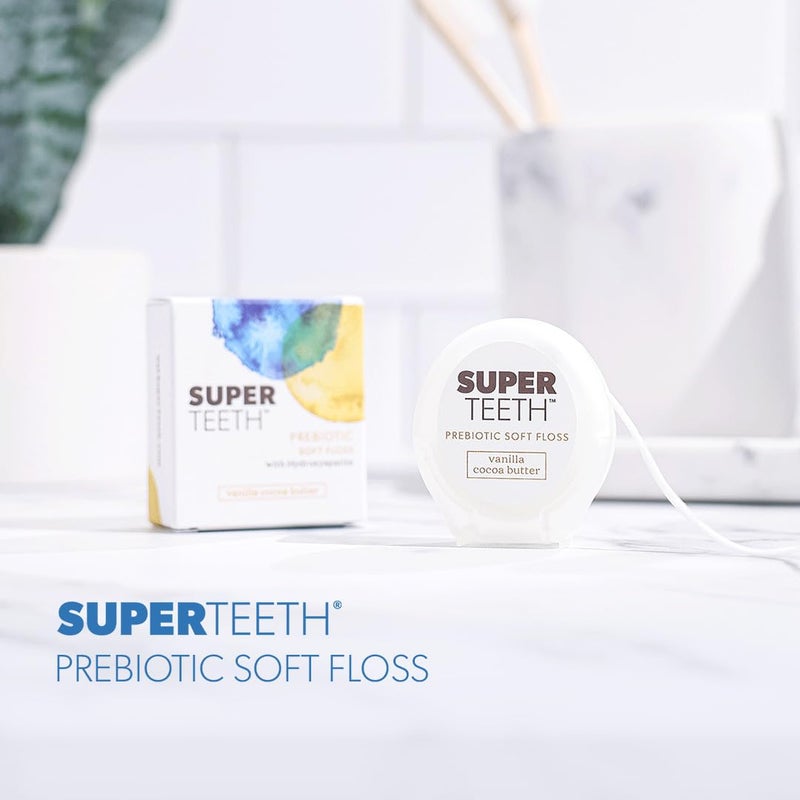 SUPER TEETH SuperTeeth Prebiotic Soft Floss with Hydroxyapatite and Xylitol, Expanding Dental Floss for Adults & Kids, Helps Sensitive Gums, Strengthen Enamel, Natural Plaque Remover, Fluoride & PFA-Free, Vanilla - Image 3