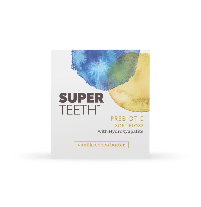 SUPER TEETH SuperTeeth Prebiotic Soft Floss with Hydroxyapatite and Xylitol, Expanding Dental Floss for Adults & Kids, Helps Sensitive Gums, Strengthen Enamel, Natural Plaque Remover, Fluoride & PFA-Free, Vanilla - Image 1