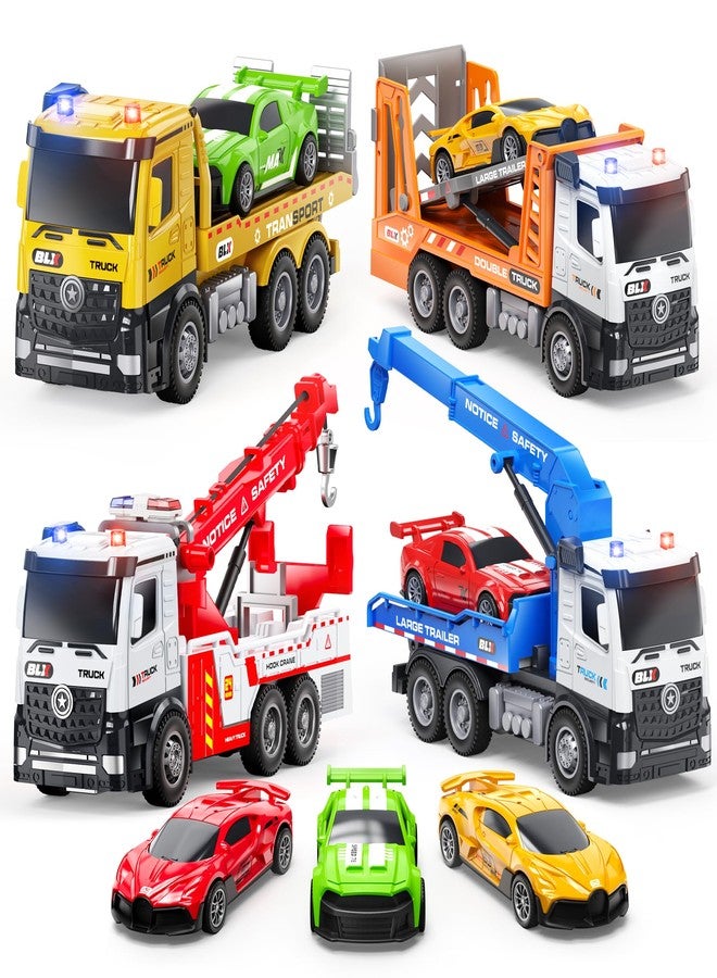ORANGE OCEAN Tow Truck Toys for 2 3 4 Year Old Boys, 4 Pack Dump Crane Tow Truck Toy with Light & Sound, Trucks for Toddlers 2-4 Years, 2 3 4 Year Old Boy Toys, Birthday Gifts for 2 3 4 Year Old Boys - Image 1