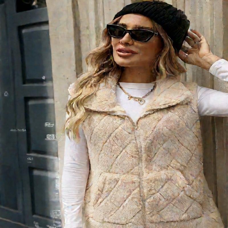 سترة نسائية من الصوف بسحاب بنقشة الماس - Image 4