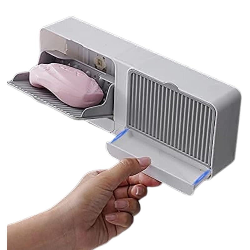 Modinity Double Bar Soap Dish with Drainage Box, Premium Plastic Soap Holder, Soap Saver for Shower, Easy Cleaning, Dry,Extend Soap Life - Image 1