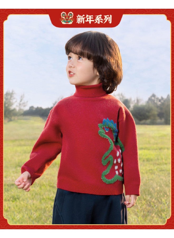 Men's, Women's, And Children's Sweaters High Neck Autumn Winter Thick Infant Toddler Big Kids Children's New Year Sweater Knitwear - Image 1