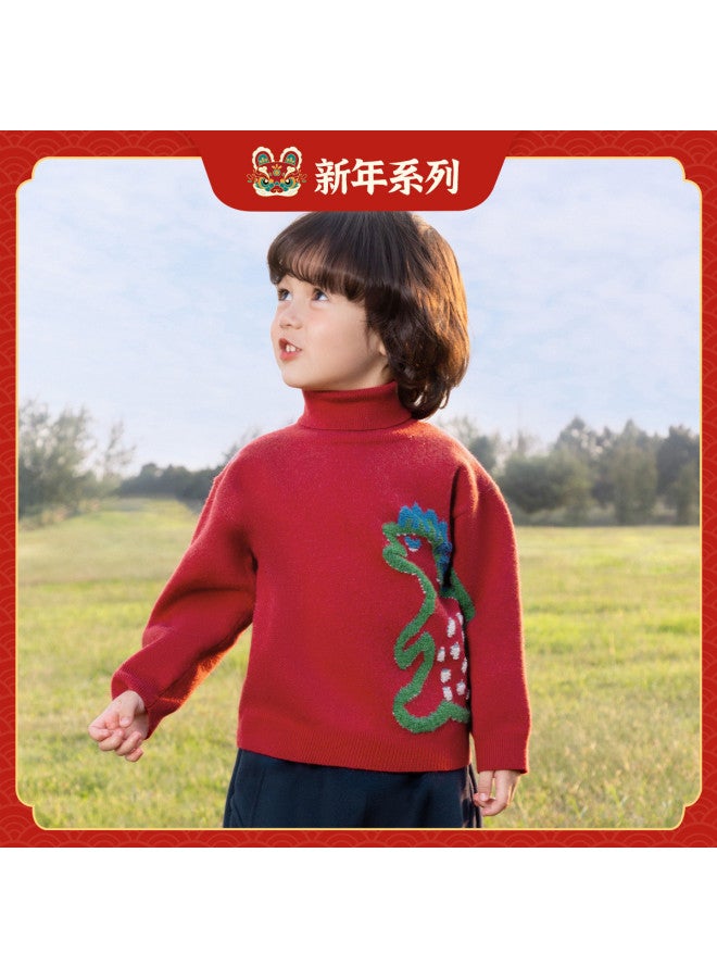Men's, Women's, And Children's Sweaters High Neck Autumn Winter Thick Infant Toddler Big Kids Children's New Year Sweater Knitwear - Image 2