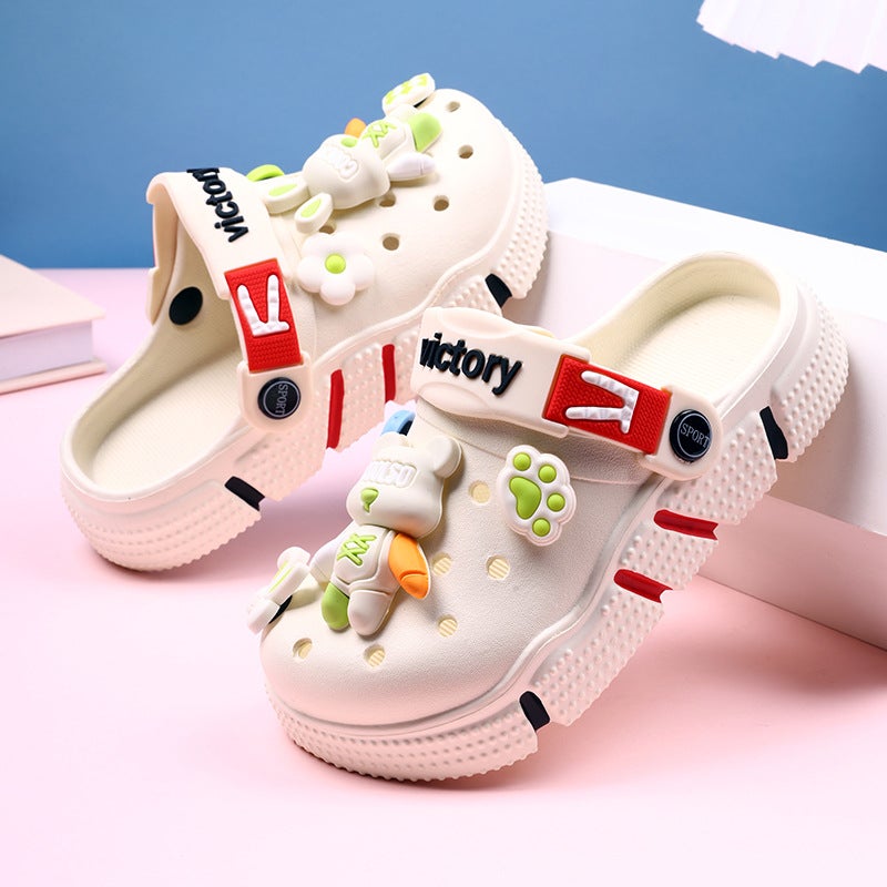 Little Bear Cartoon Slippers For Kidsren In Summer, Breathable Toe-Toe Sandals For Boys And Girls, Dual-Purpose Beach Sandals For Men - Image 1
