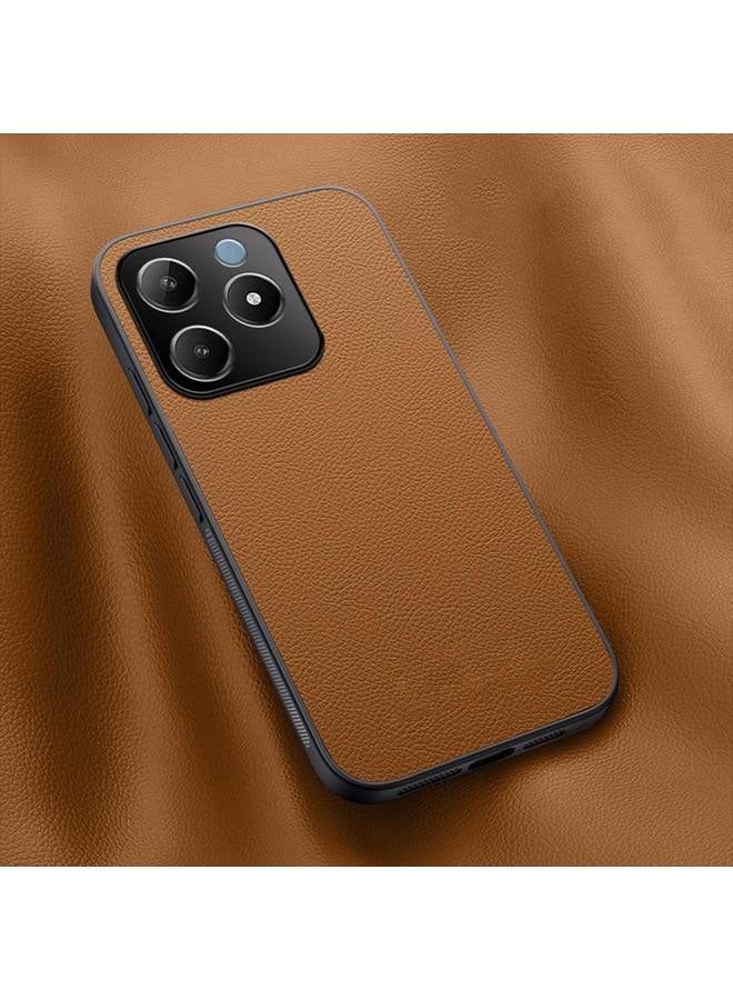جراب HUIYI جلدي مغناطيسي لهاتف Realme C63 / C61 4G (بني)