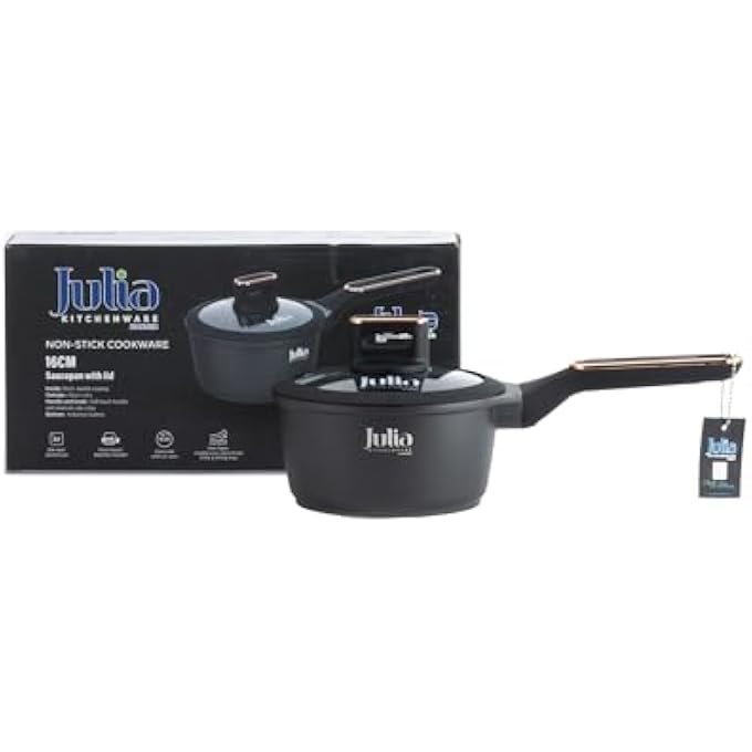 Julia 5040 ElitePro Plus Saucepan With Lid 16 Cm Diameter Black - Image 1