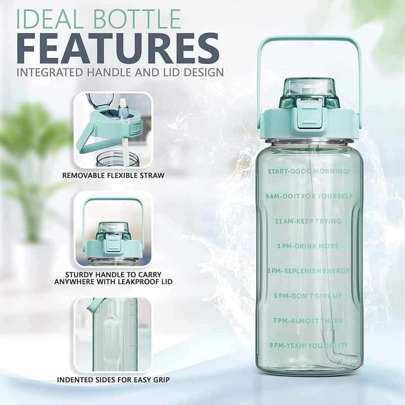 BKQPTL 3 PCS Transparent Motivational Water Bottles Time Marker Leak ProofBreakProof Best Usage For OfficeSchoolGymTravel BpaFree Fitness Sports 3 Different Size Bottle Multicolor - Image 4