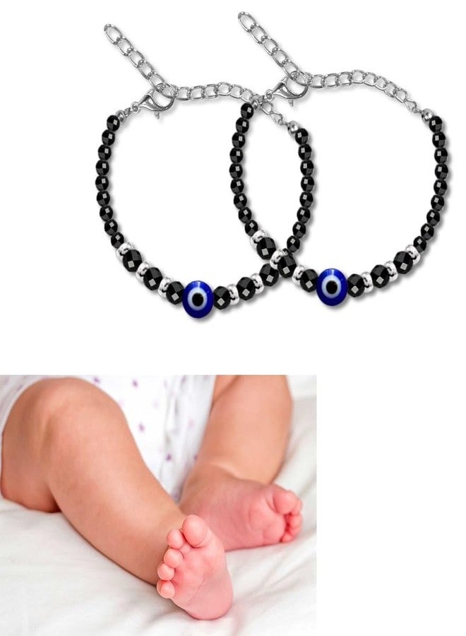 Bigwheels (Set Of 2 Pcs) JAA0024-01 Crystal Beads/Stone Single Evil Eye Toddlers/Kids Nazariya Foot/Leg Payal Chain Anklets/Bracelet For 1 Years To 5 Years New Born Baby Boys & Girls - Image 2