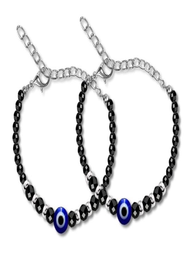 Bigwheels (Set Of 2 Pcs) JAA0024-01 Crystal Beads/Stone Single Evil Eye Toddlers/Kids Nazariya Foot/Leg Payal Chain Anklets/Bracelet For 1 Years To 5 Years New Born Baby Boys & Girls - Image 1