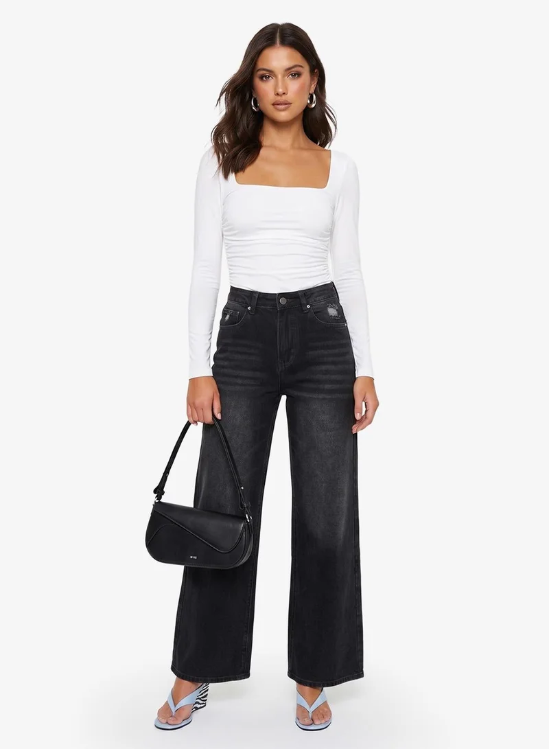High Rise Straight Fit Jeans