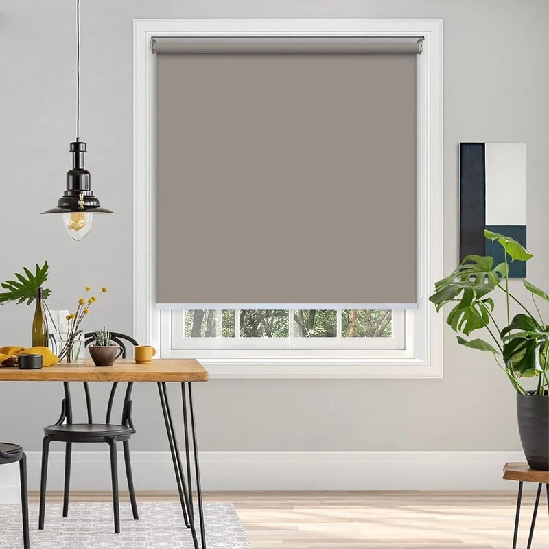 Colornest 100 Blackout Roller Blinds for Windows 64 Inch W X 36 Inch L RollUp Shades Sun UV Protection for Home Office Fossil Heavy Duty in 38 MM Pole - Image 1