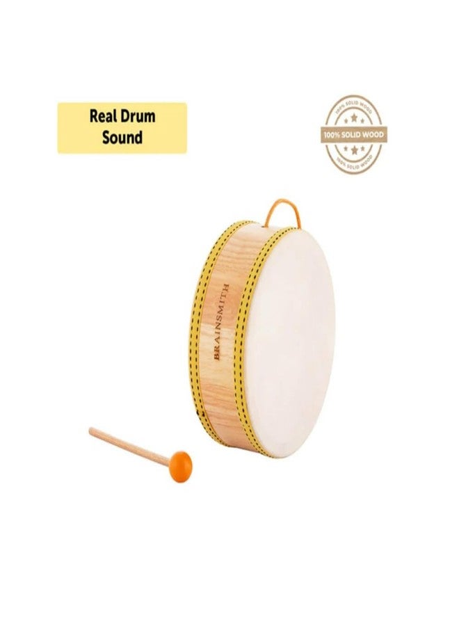 Brainsmith Swoora Wooden Tom-Tom Drum (2-Sided) with Stick for Toddlers and Kids (1-6 Years) - Child-Safe Percussion Musical Instrument Drum Set - Image 3