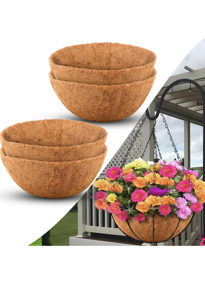 SYOSI Coco Liners for Planters, 4 Pack 10 Inch Round Hanging Basket Liners, Coconut Fiber Liners Thick Coconut for Planters Flowers Garden, For Hanging Basket Flowers/Vegetables,  Planter In/Outdoors  - Image 1