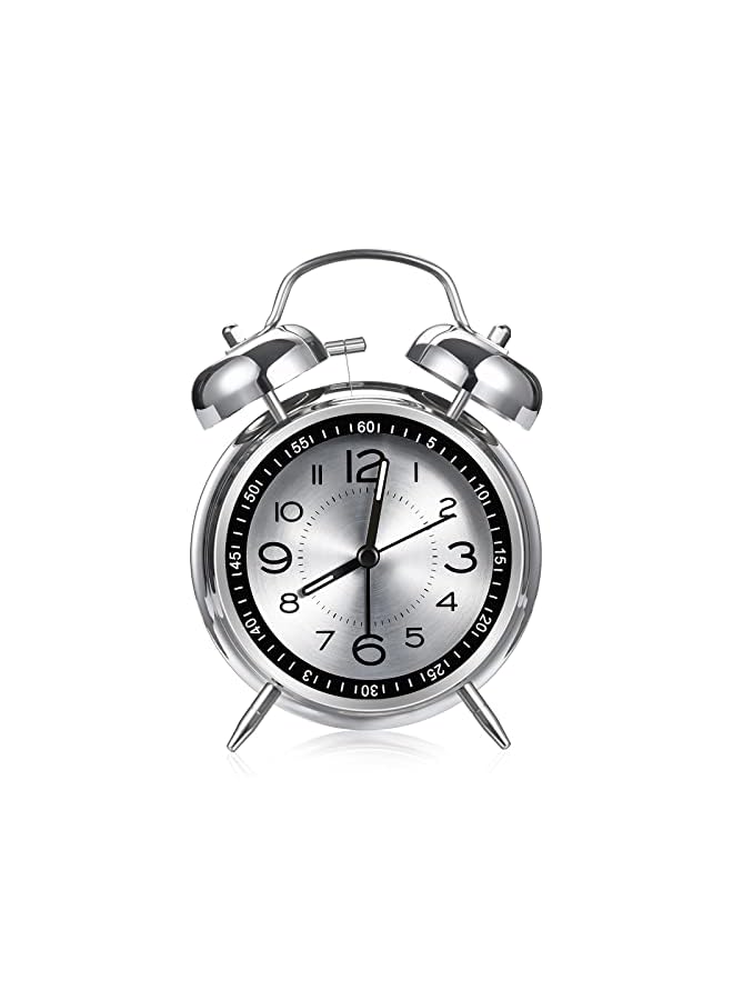 Raxoom Alarm Clock for Heavy Sleepers Adults,Retro 4 Inch Silent Non-Ticking Quartz with Backlight,Twin Bell Analog Kids Alarm Clocks for Bedrooms Bedside (Grey) - Image 2